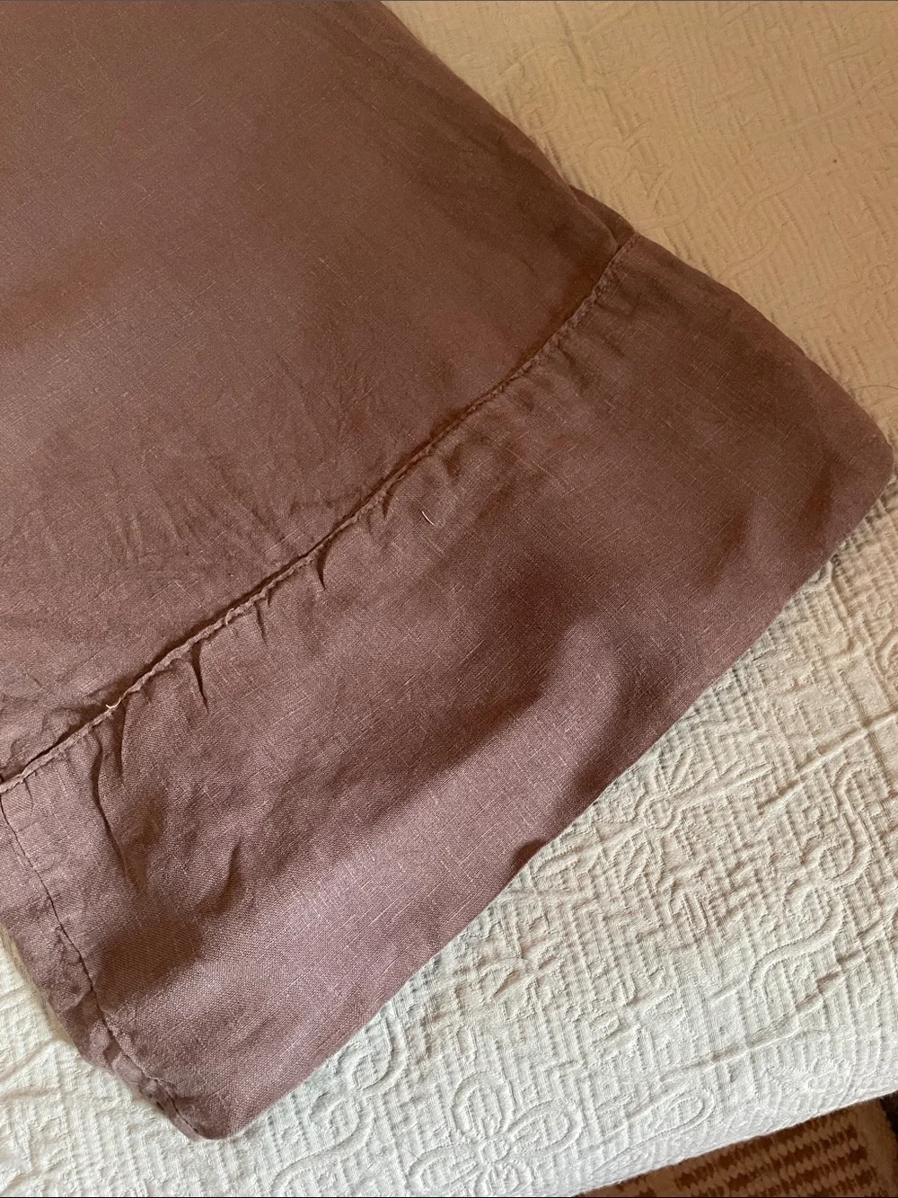 Zara Wide-Leg Linen-Blend Pants in Mauve Brown